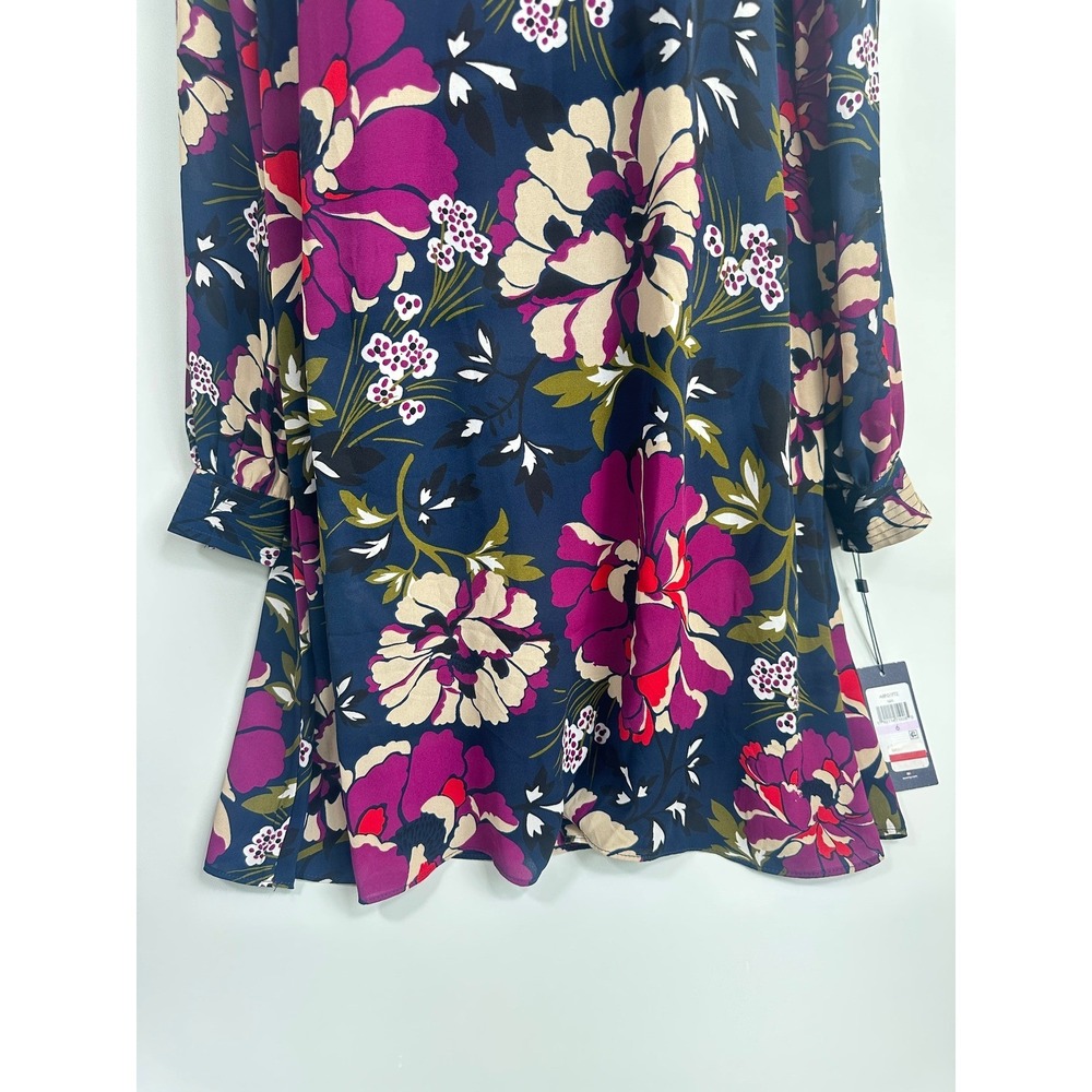 Tommy Hilfiger Chiffon Navy Floral Shift Dress Classic Career Chic Size 10 NWT - Picture 7 of 14